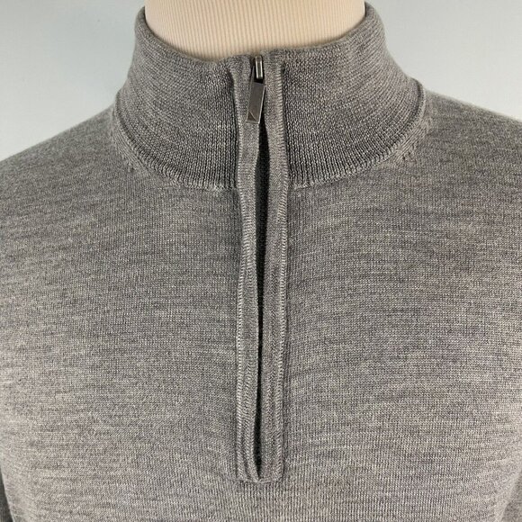 Untuckit Men's Merino Wool 1/4 Zip Sweater Gray Size Large - Picture 9 of 11